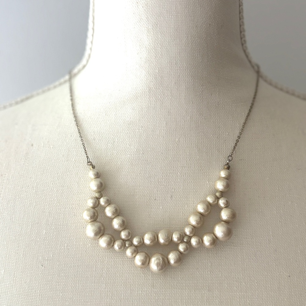 Handmade cotton pearl necklace